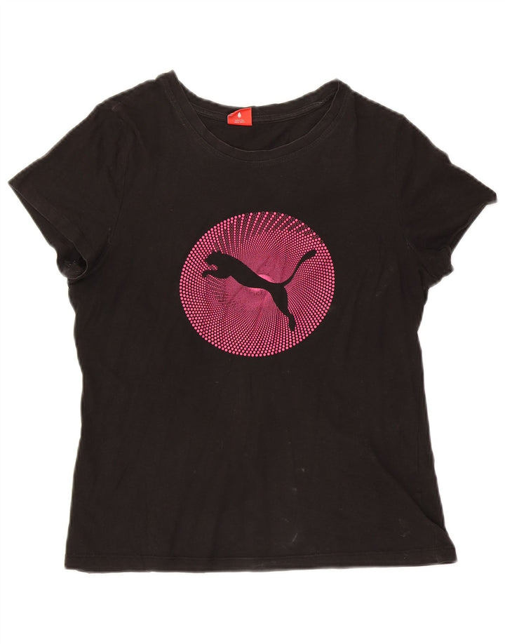 Puma Damen Graphic T-Shirt Top UK 12 Medium Schwarz