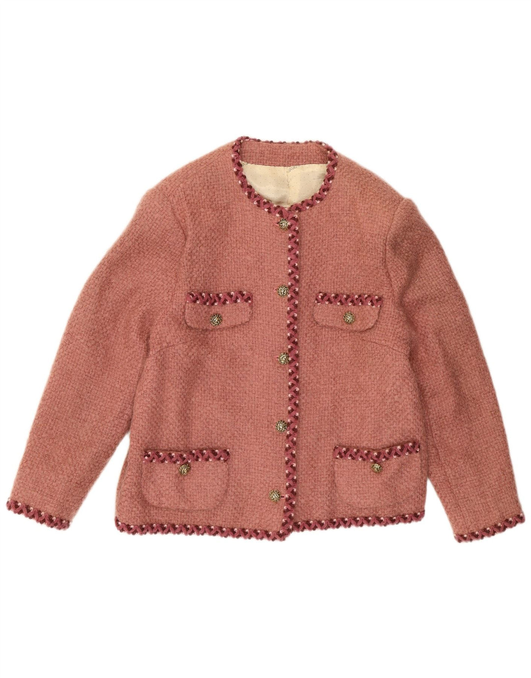 Vintage Damen 5-Knopf-Blazerjacke UK 14 Mittelrot