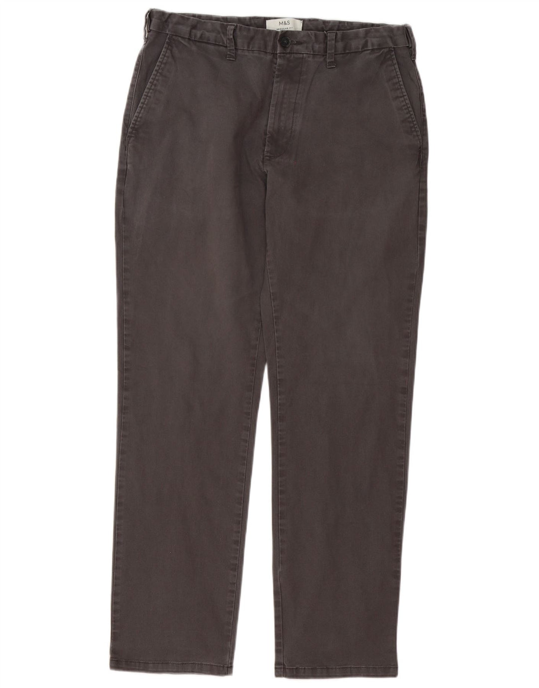 Marks & Spencer Herren-Chinohose mit normaler Passform, W34 L30, graue Baumwolle