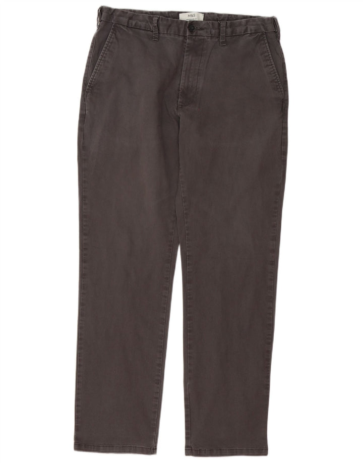Marks & Spencer Herren-Chinohose mit normaler Passform, W34 L30, graue Baumwolle