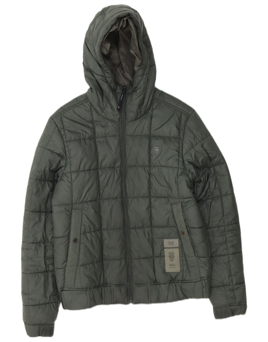 G-Star Wattierte Herrenjacke mit Kapuze, UK 38, Mittelgrün, Polyester