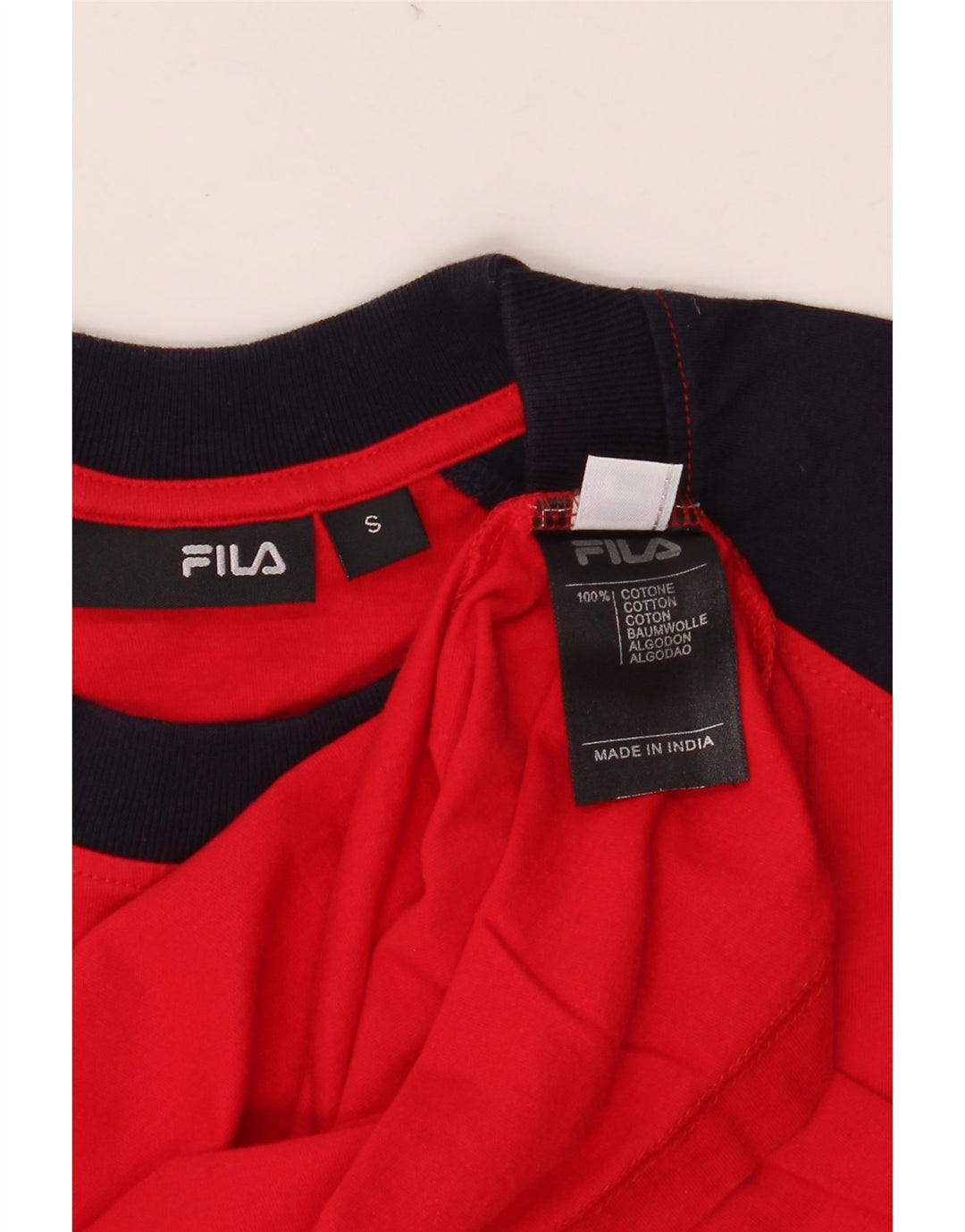 FILA Herren-Oberteil, langärmelig, klein, rot, Colourblock-Baumwolle