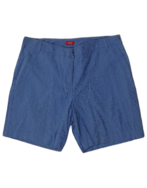 Izod Damen Chinoshorts US 10 Large W32 Blaue geometrische Baumwolle