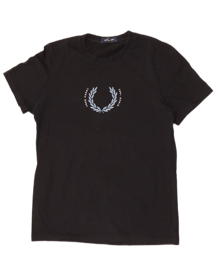 Fred Perry Herren-T-Shirt mit Grafik, Größe S, schwarze Baumwolle