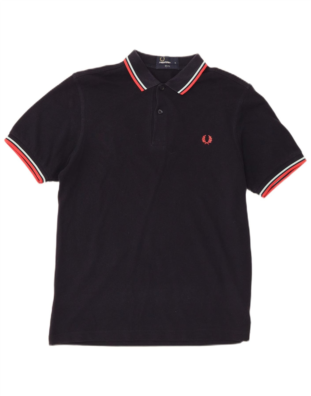 Fred Perry Herren-Poloshirt mit schmaler Passform, mittelmarineblaue Baumwolle
