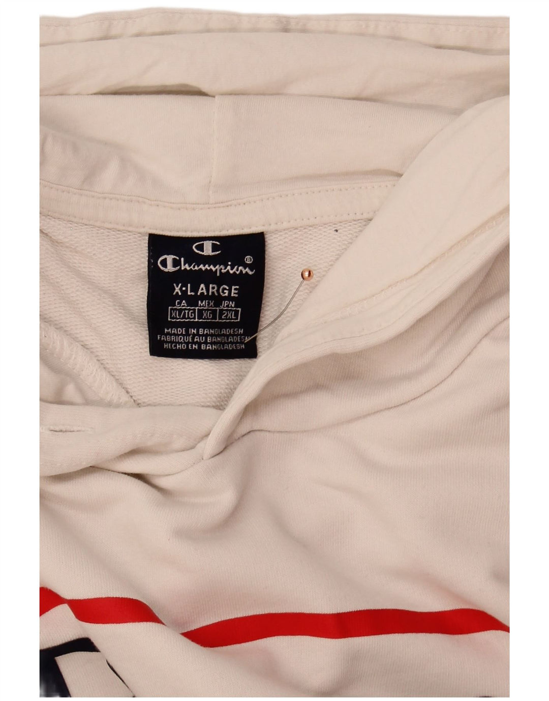 CHAMPION Mens Graphic Hoodie Jumper XL Off White