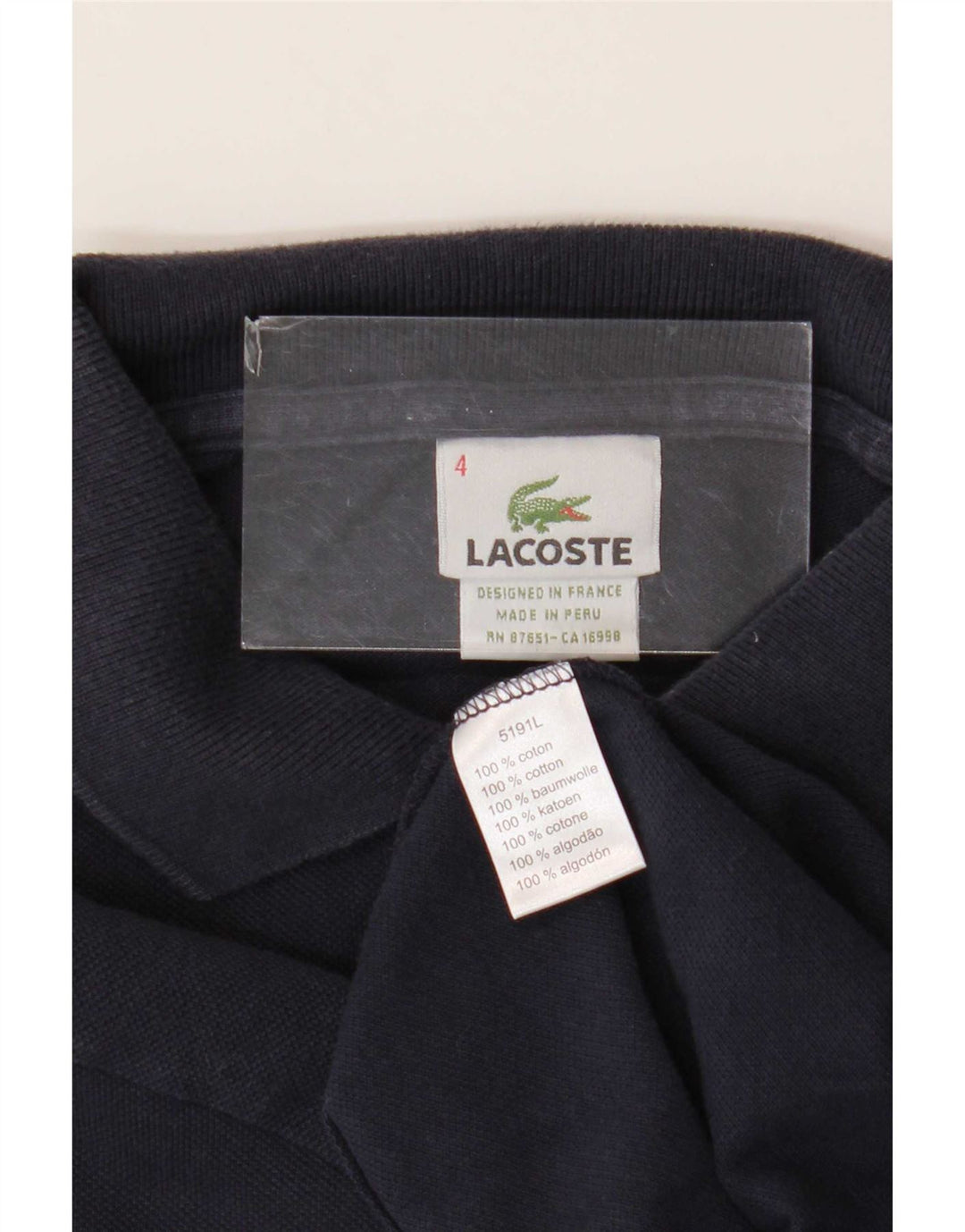 Lacoste Herren-Poloshirt, Größe 4, mittelgroß, marineblau, Baumwolle