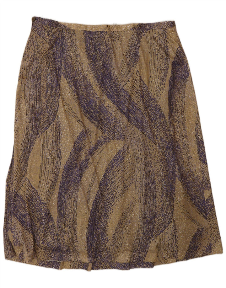 Vintage Damen-A-Linien-Rock mit abstraktem Muster, W34, großes Beige, Polyester