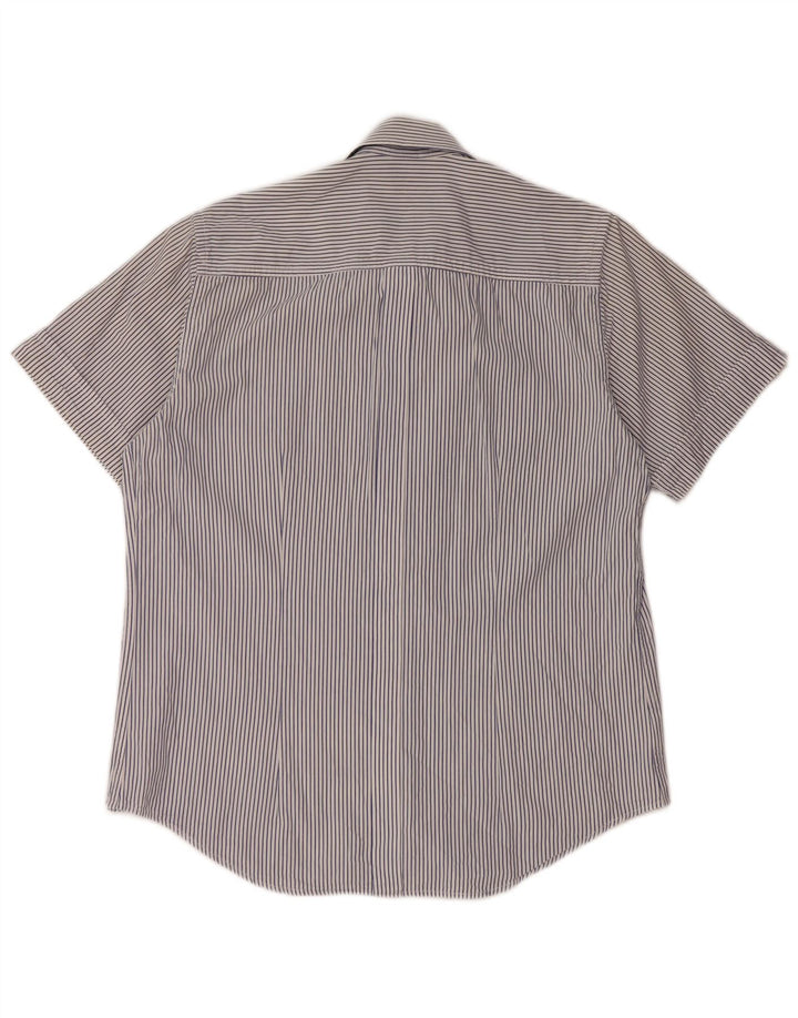 SERGIO TACCHINI Herren-Kurzarmhemd aus mittelblauer Nadelstreifen-Baumwolle