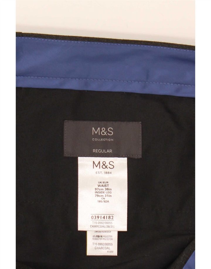 Marks & Spencer Herren-Anzughose in normaler Passform, W38, L31, grau, Polyester