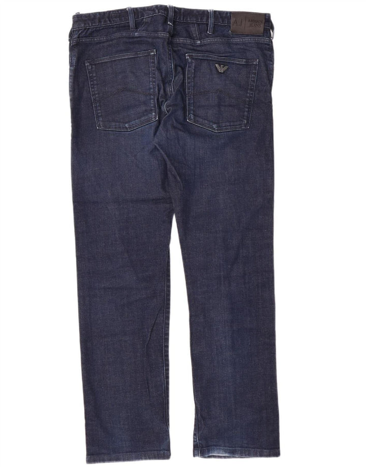 ARMANI Herren Straight Jeans W34 L29 Marineblaue Baumwolle
