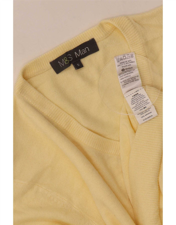 Marks & Spencer Herren-Pullover mit V-Ausschnitt, klein, Acryl, Gelb