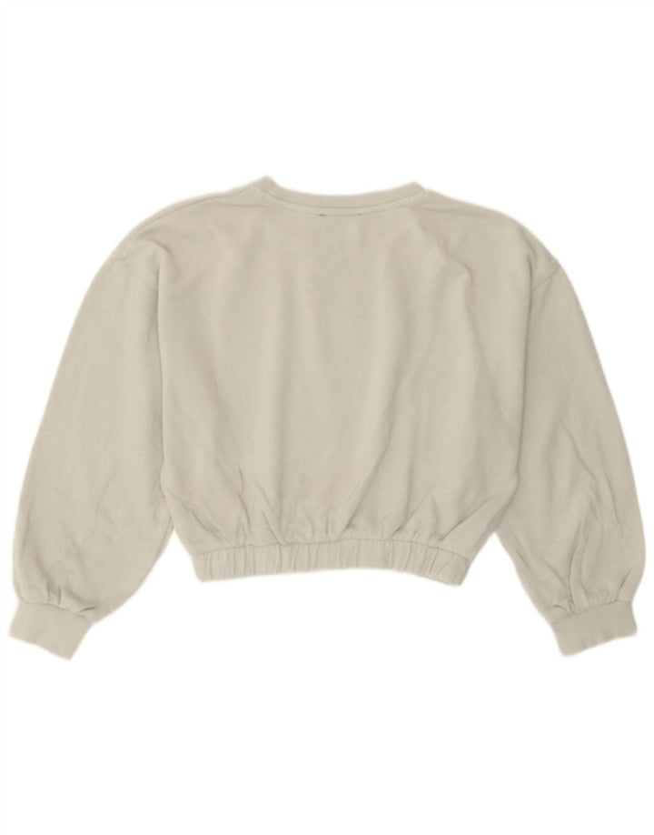 Zara Damen Crop Sweatshirt Pullover UK 14 Mittelgraue Baumwolle