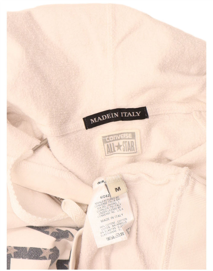 CONVERSE Damen Graphic Hoodie Pullover UK 12 Mittelweiße Baumwolle