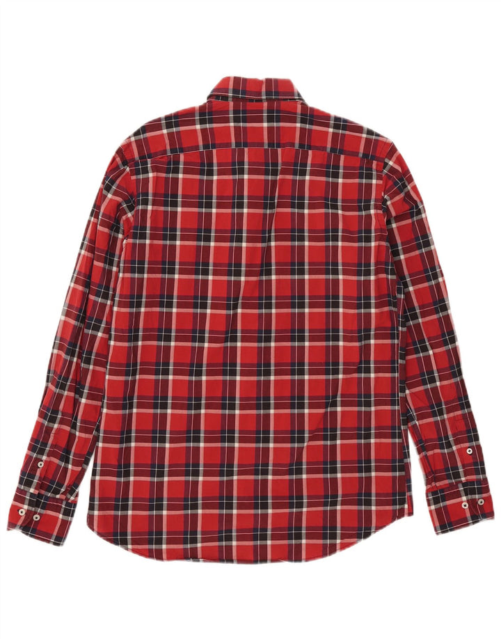 Massimo Dutti Herren-Flanellhemd mit lässiger Passform, großes rotes Karomuster