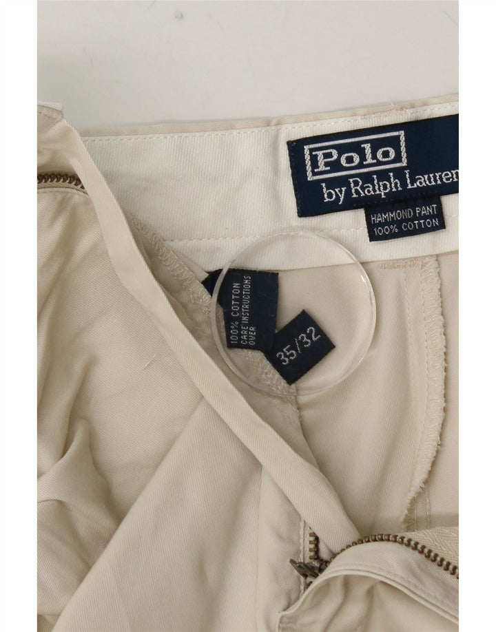 POLO RALPH LAUREN Herren-Chinohose mit Pegged, W35, L32, cremefarbene Baumwolle