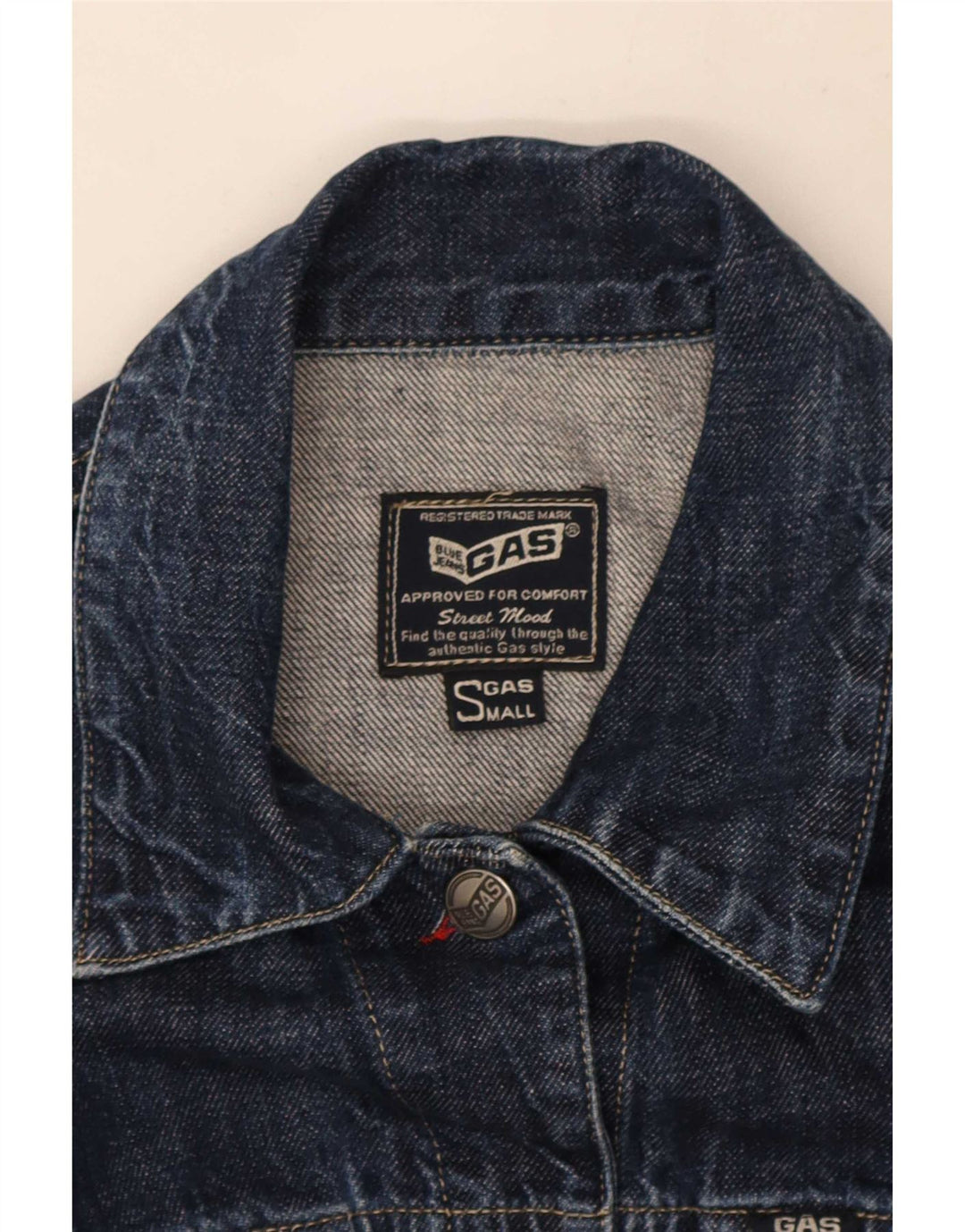 Gas Damen Crop Denim Jacke UK 10 Small Marineblau Baumwolle