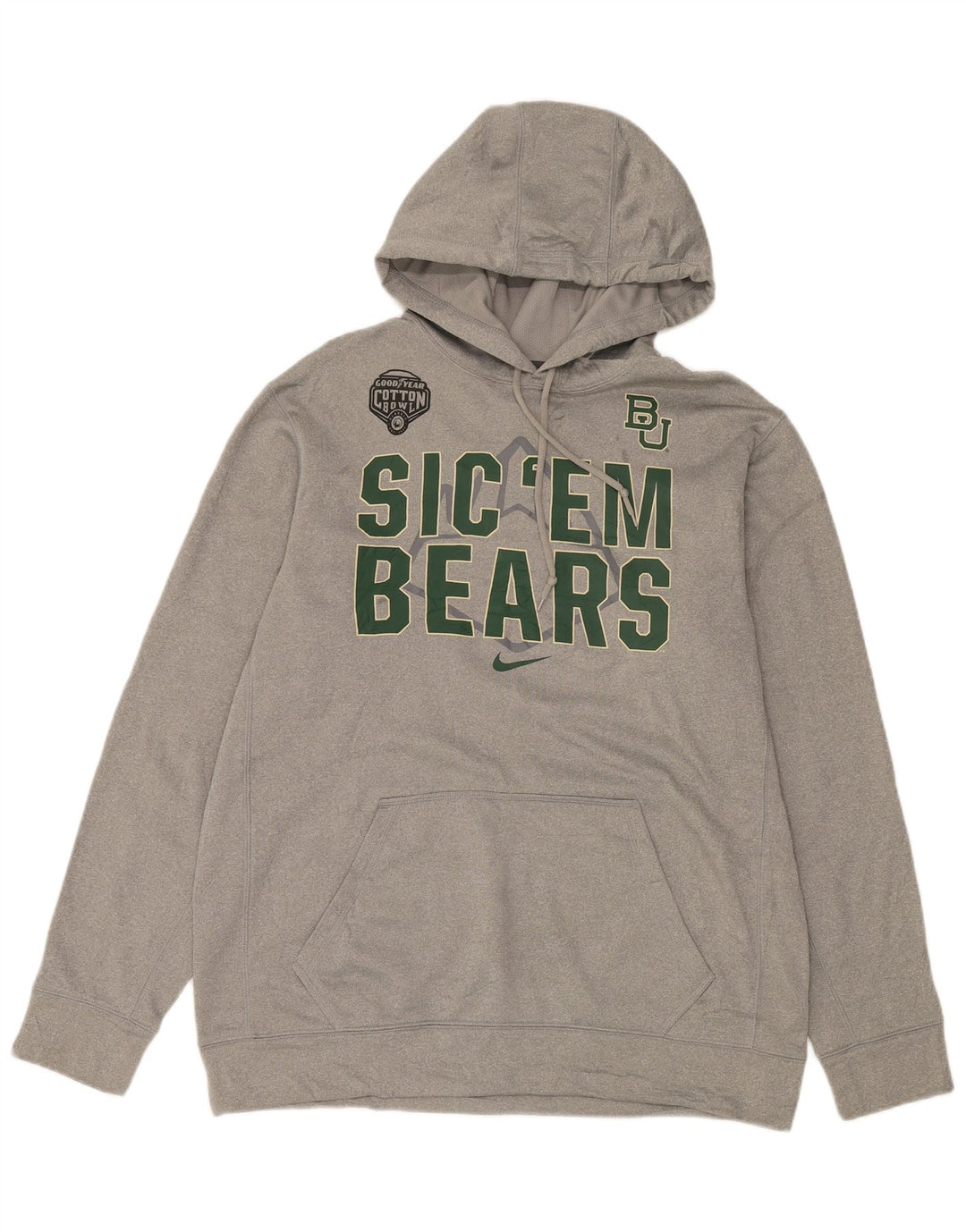 Nike Herren Baylor Bears Grafik-Kapuzenpullover, groß, grau, Polyester