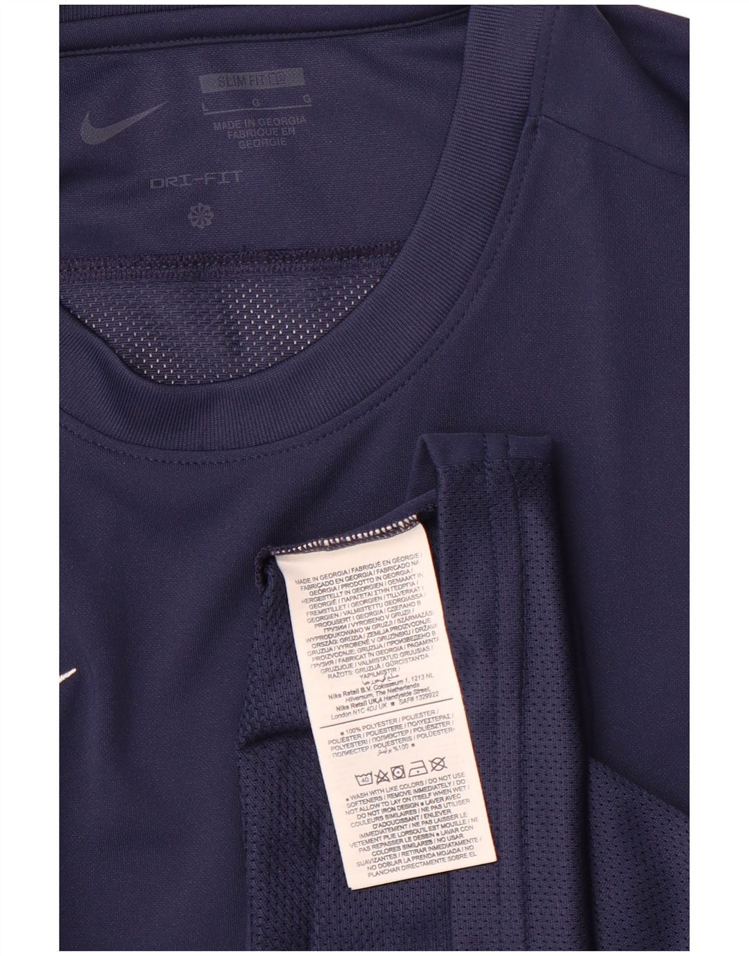 NIKE Herren Dri Fit Slim Fit Top Langarm Groß Marineblau Polyester