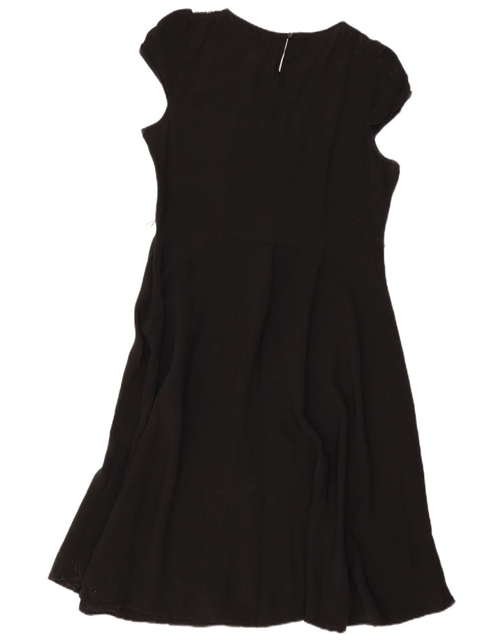 MONSOON Damen A-Linien-Kleid UK 18 XL Schwarz Baumwolle