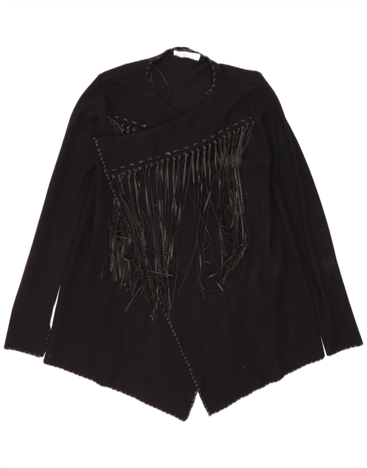 Asymmetrischer, offener Cardigan-Pullover für Damen von Zara, UK 12, Mittelschwarz, Polyester