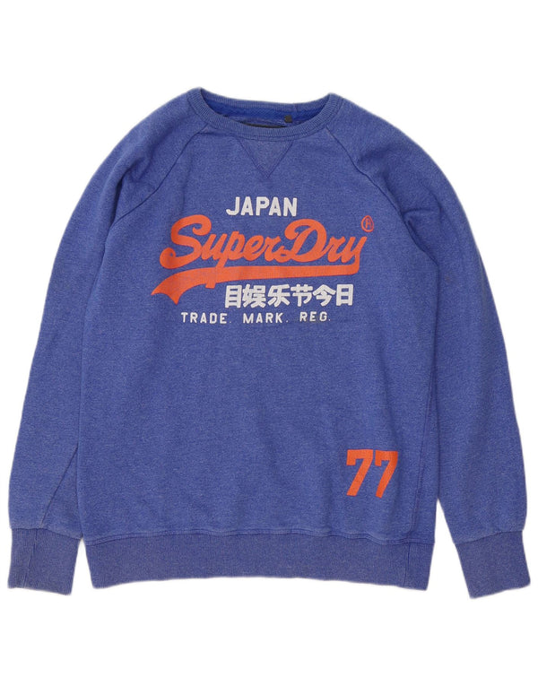 Superdry Herren-Sweatshirt mit Grafik, Größe L, aus blauer Baumwolle