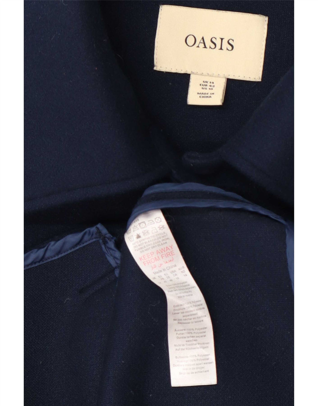 Oasis Damen-Utility-Jacke UK 14 Large Marineblaues Polyester