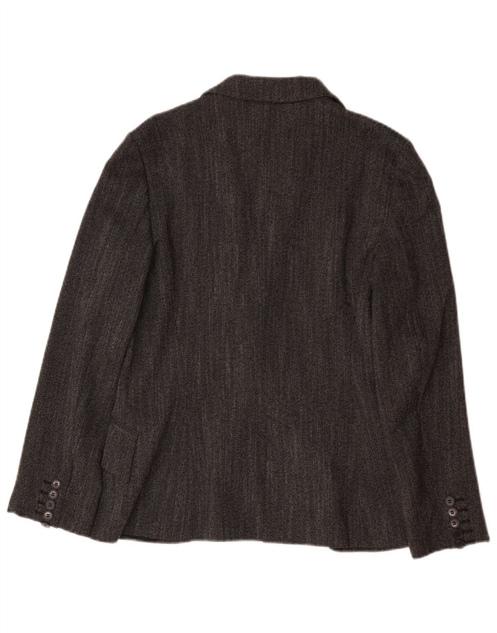 Zara Damen 1-Knopf-Blazerjacke UK 12 Mittelgraues Polyester