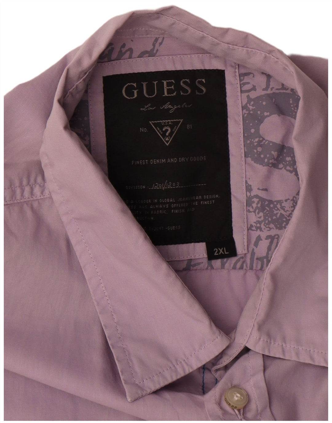 Guess Herrenhemd 2XL Lila Baumwolle