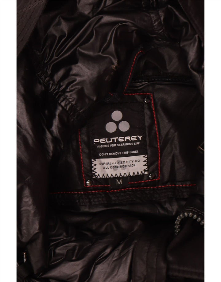 PEUTEREY Wattierte Herrenjacke mit Kapuze, UK 38, Mittelschwarz, Polyamid