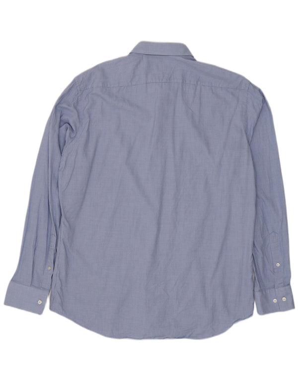 Hugo Boss Herren-Hemd mit normaler Passform, Größe 42 16 1/2, große blaue geometrische Baumwolle