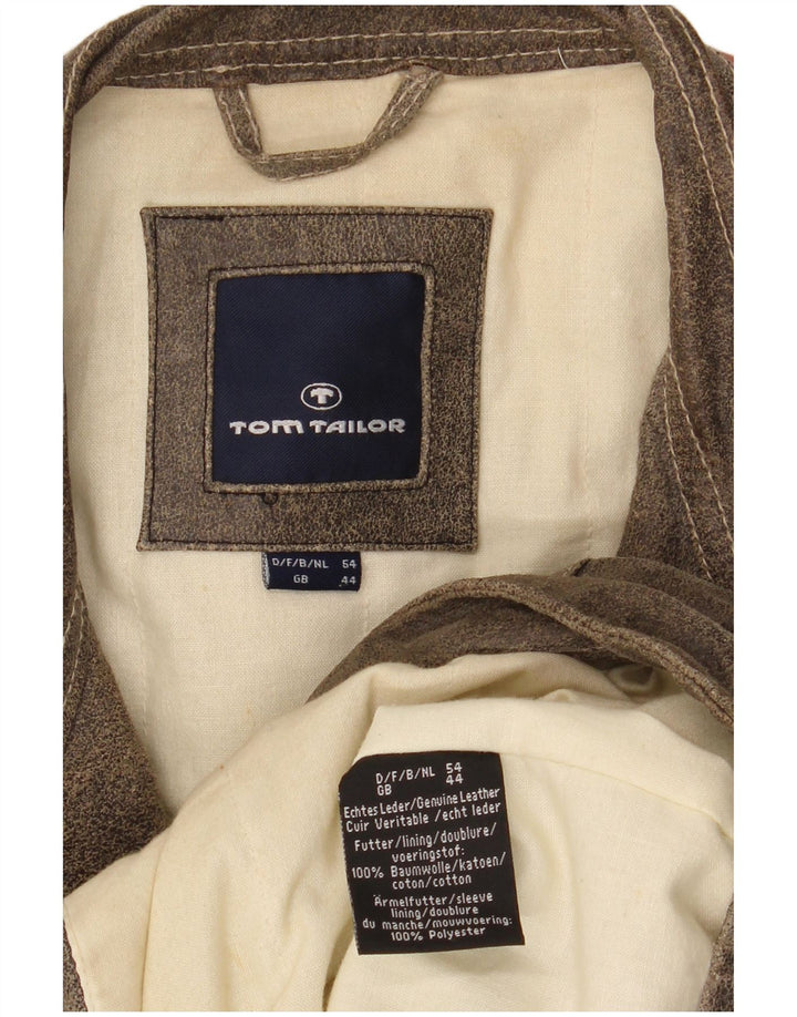 Tom Tailor Herren Wildlederjacke UK 44 2XL Braunes Colourblock-Leder