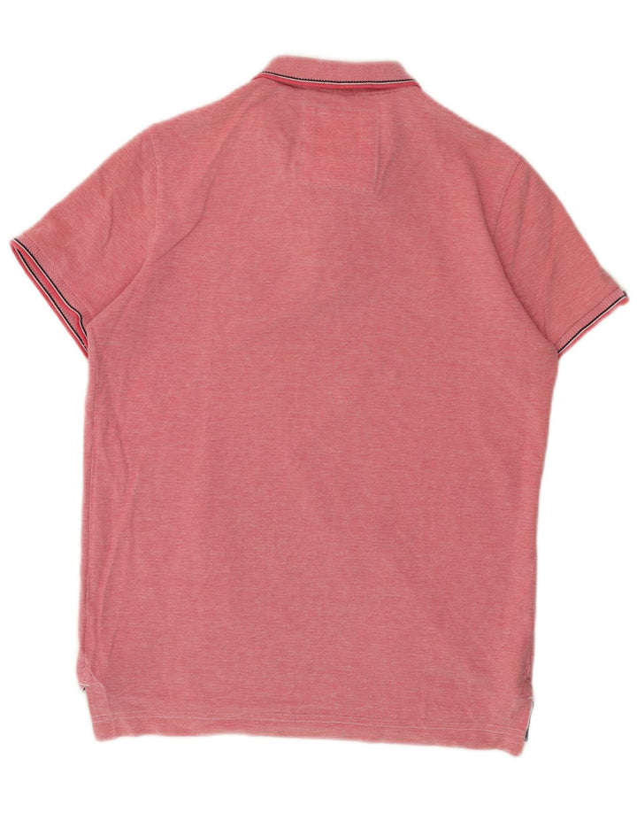 Superdry Herren-Poloshirt aus mittelrosa gesprenkelter Baumwolle