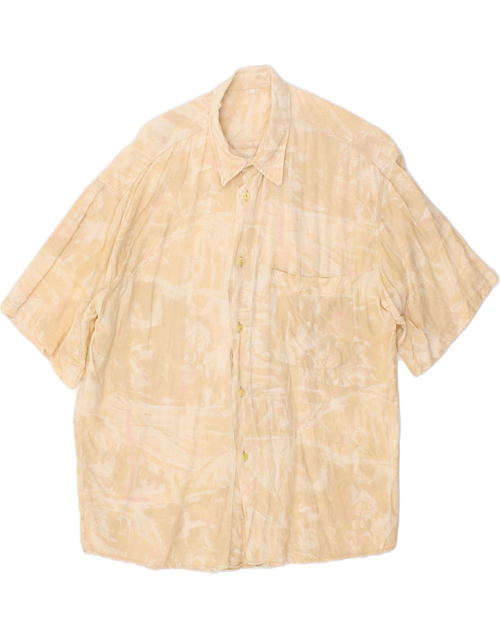 VINTAGE Mens Short Sleeve Shirt Large Beige Tie Dye Vintage Vintage and Second-Hand Vintage from Messina Hembry 