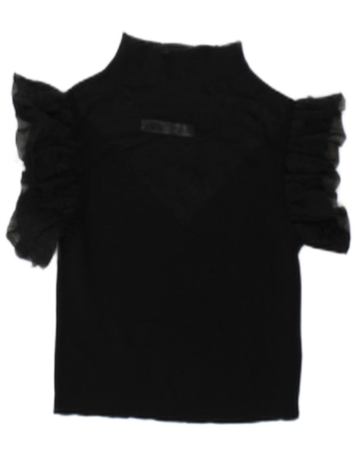 Durchsichtiges Blusenoberteil für Damen von Zara, UK 10, Größe S, schwarze Viskose