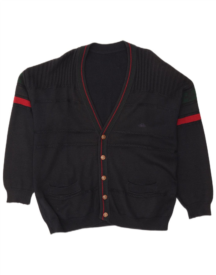 Vintage Herren Cardigan Pullover XL Schwarz Farbblock