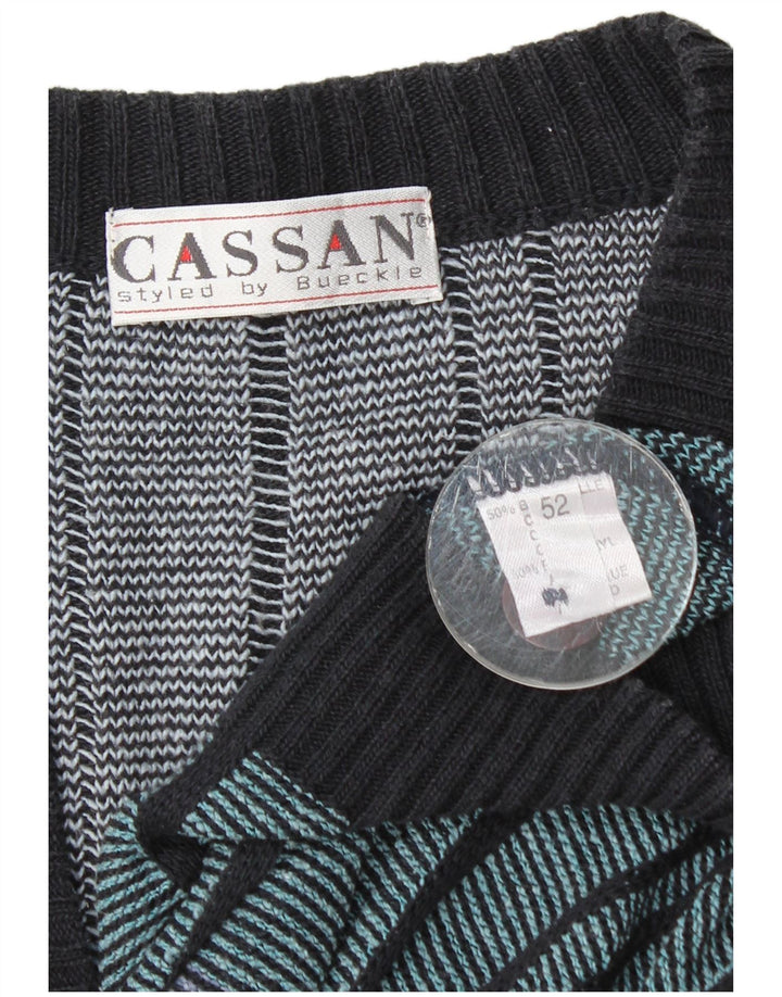 Cassan Herren-Cardigan-Pullover IT 52, groß, mehrfarbig, gestreift, Baumwolle
