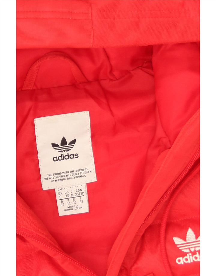 Adidas Damen Kapuzenjacke, wattiert, UK 6, XS, Rot, Polyester