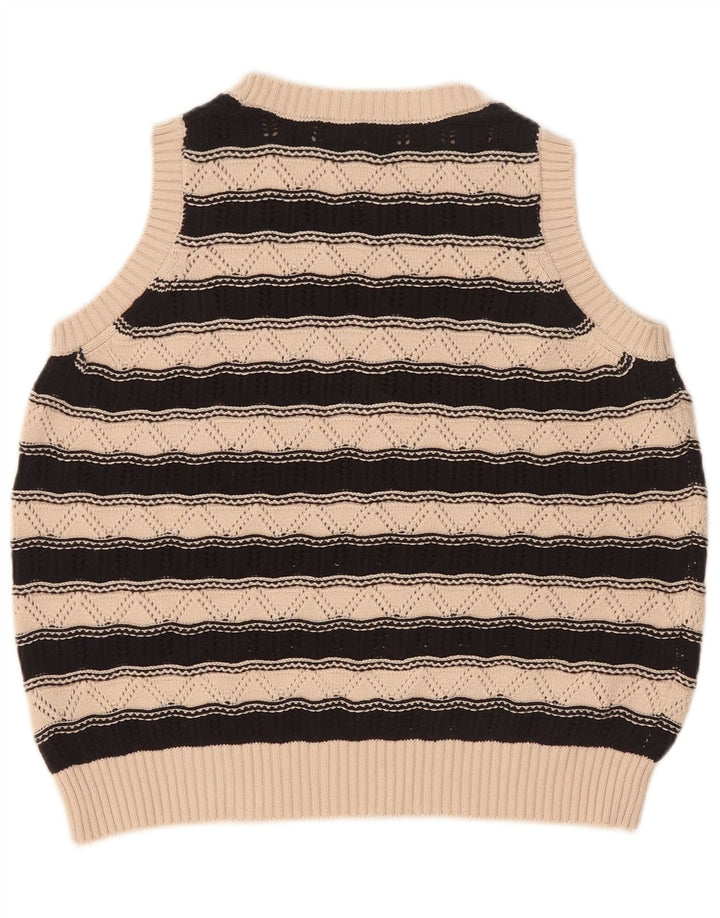 Marks & Spencer Damen Weste Tank Top UK 14 Mittelbeige gestreift Baumwolle