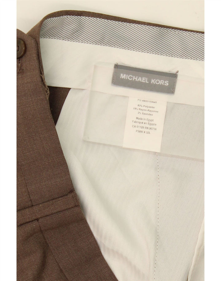 MICHAEL KORS Mens Straight Suit Trousers W38 L32 Brown Polyester Vintage Michael Kors and Second-Hand Michael Kors from Messina Hembry 