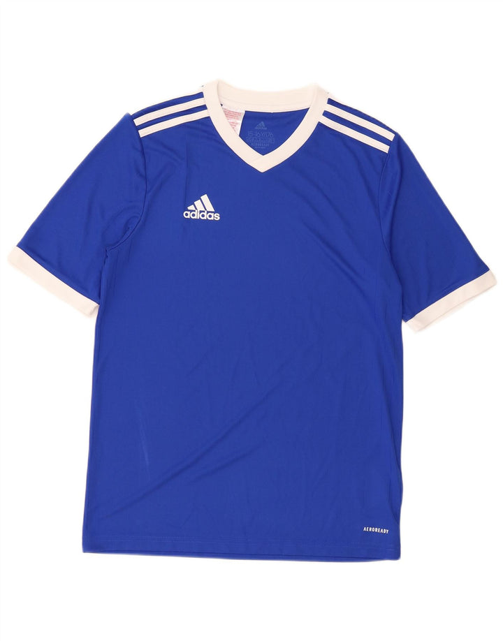 Adidas Jungen Aeroready T-Shirt Top 15-16 Jahre Blaues Polyester