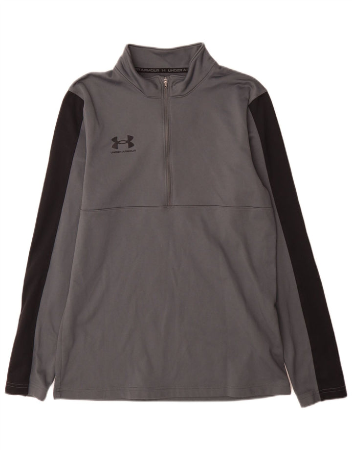 Under Armour Damen-Top mit Reißverschluss, reguläre Passform, langärmlig, mittelgrau, Sport