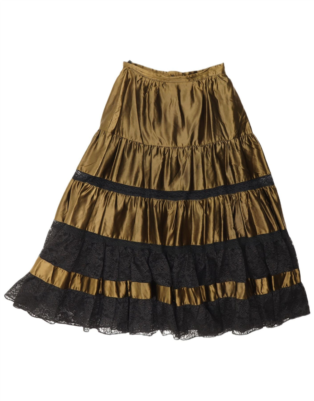 VINTAGE Womens Flared Skirt W23 2XS  Khaki Colourblock Vintage Vintage and Second-Hand Vintage from Messina Hembry 