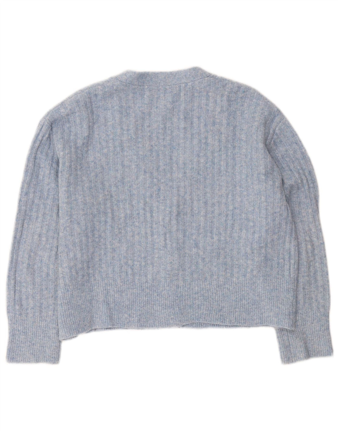 Zara Damen Crop Oversized Cardigan Pullover UK 10 Small Blau Acryl