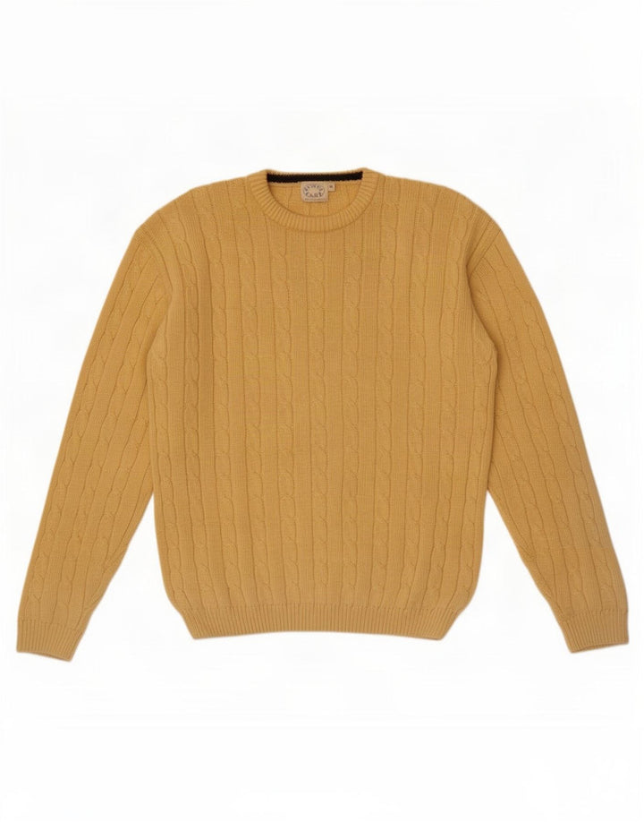 Debenhams Herren-Pullover mit Rundhalsausschnitt, mittelgelbe Baumwolle