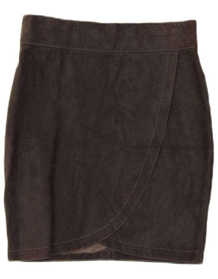 Vintage Damen Wildlederrock W28 Medium Schwarz