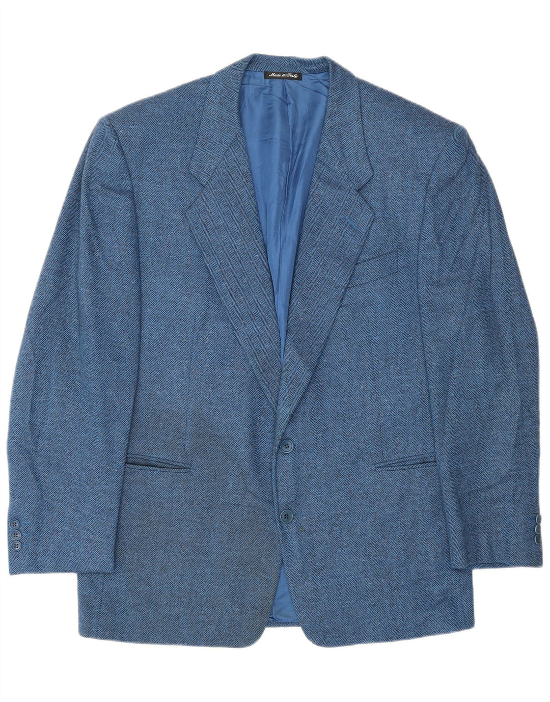 Pal Zileri Herren-Blazer mit 2 Knöpfen, IT 52 XL, blaue Fischgrätenwolle