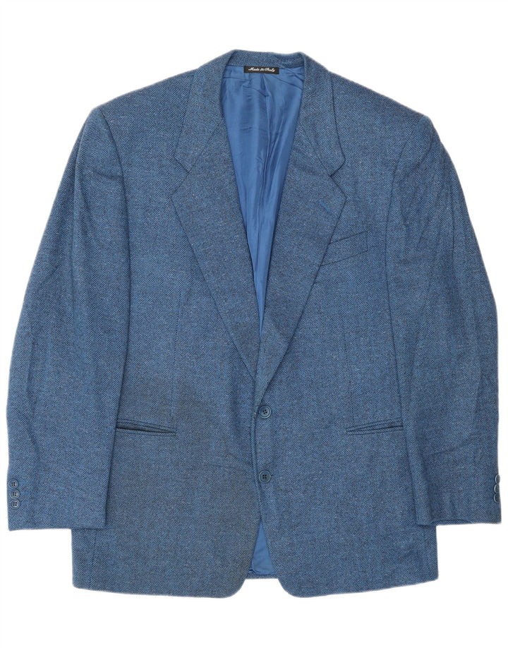 Pal Zileri Herren-Blazer mit 2 Knöpfen, IT 52 XL, blaue Fischgrätenwolle