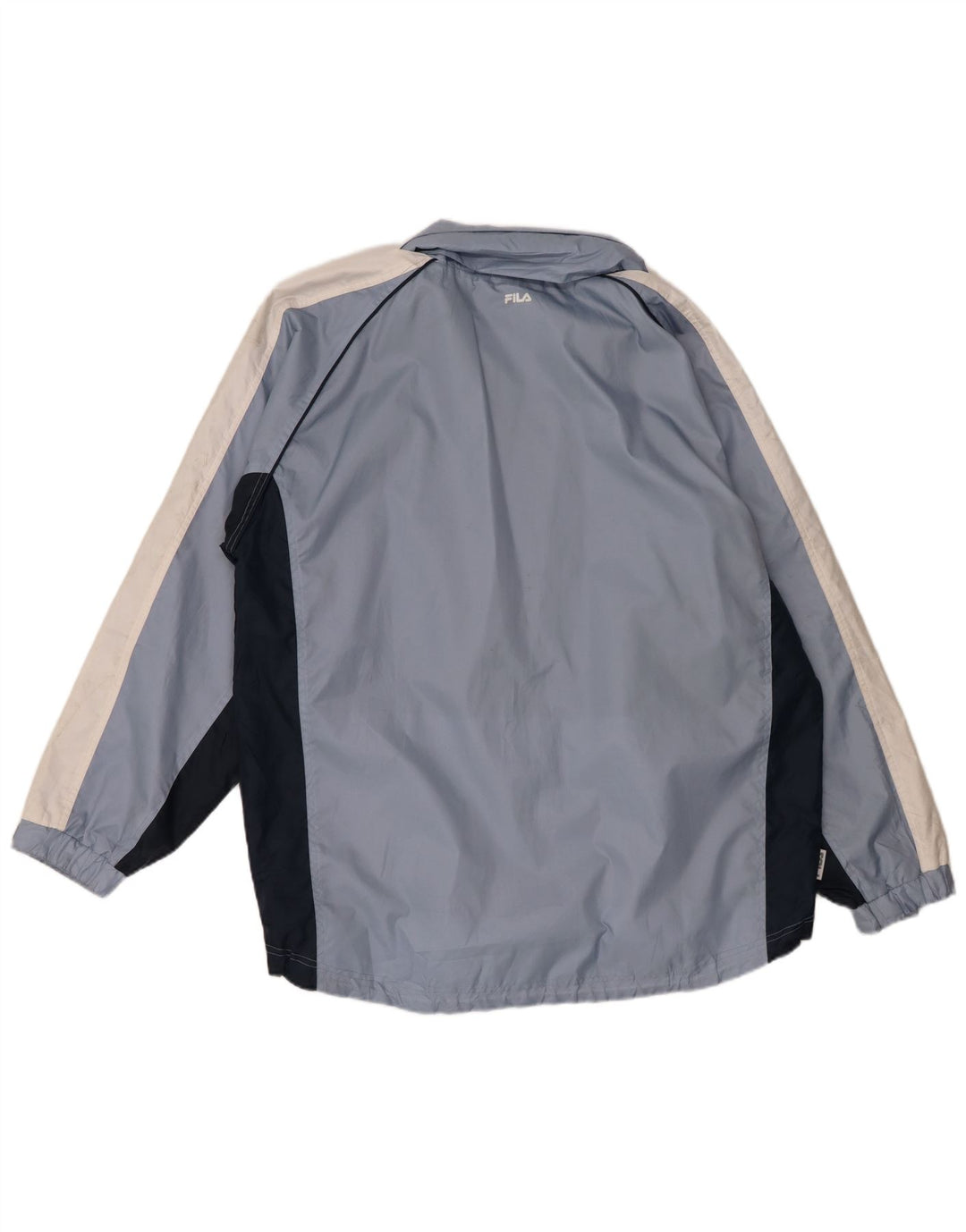 Fila Herren-Windbreakerjacke mit Kapuze, UK 40, groß, blaues Colourblock-Nylon