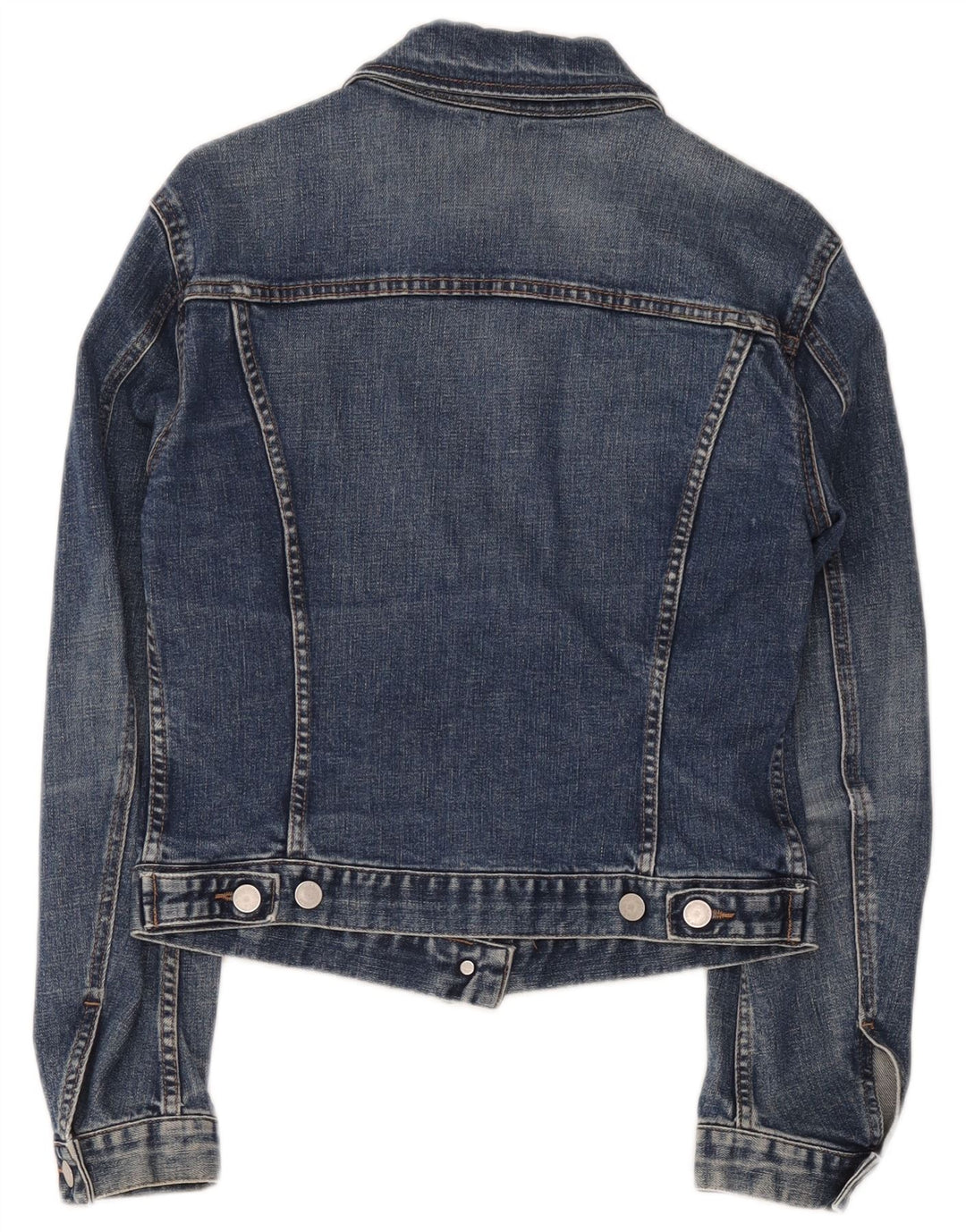 Benetton Damen Crop Jeansjacke UK 12 Mittelblaue Baumwolle